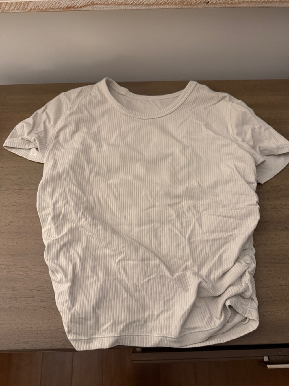 lululemon athletica Cream Ribbed Short Sleeve Top
